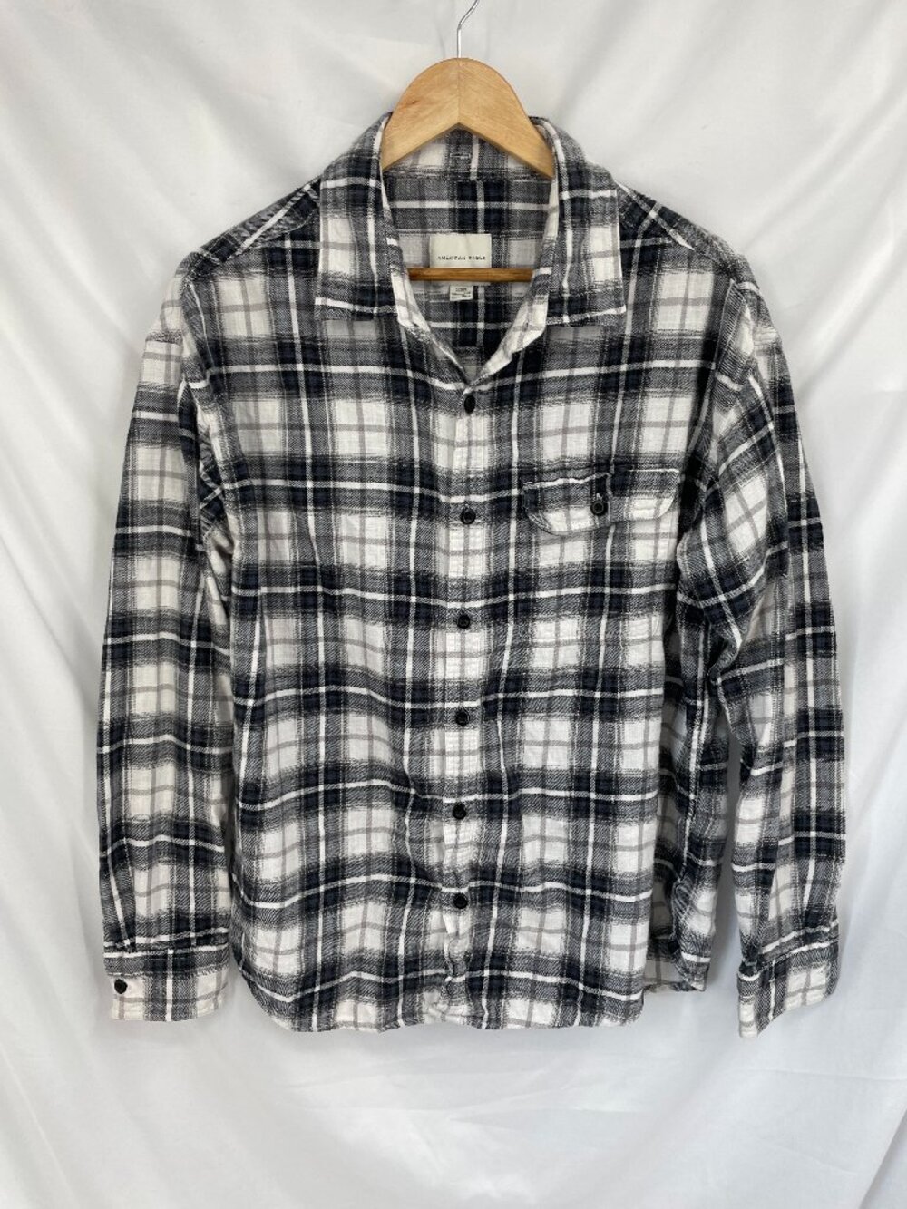 American Eagle Super Soft Plaid Button-Front Shirt Men's Size Large